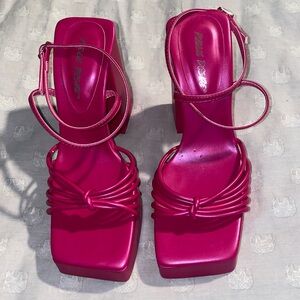 Public Desire hot pink 5in heels, ankle strap, size 5.